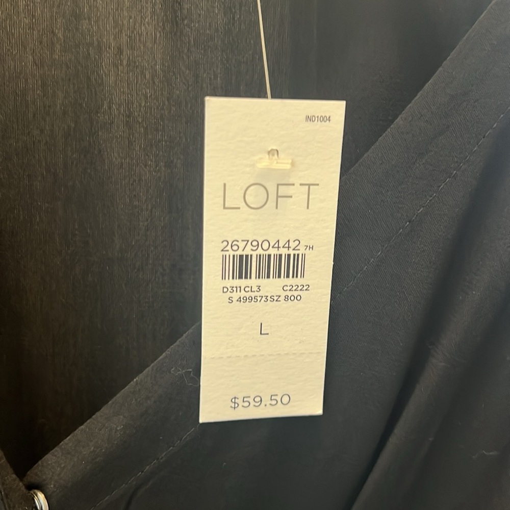 LOFT Black Long Sleeve Tie Front Blouse - Picture 2 of 2